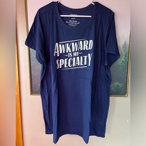 NWOT torrid “awkward is my specialty” slim fit crew neck graphic tee